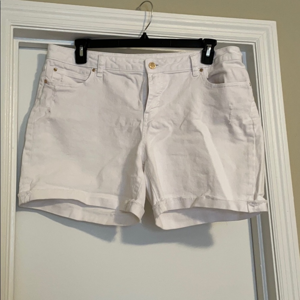 White jean shorts